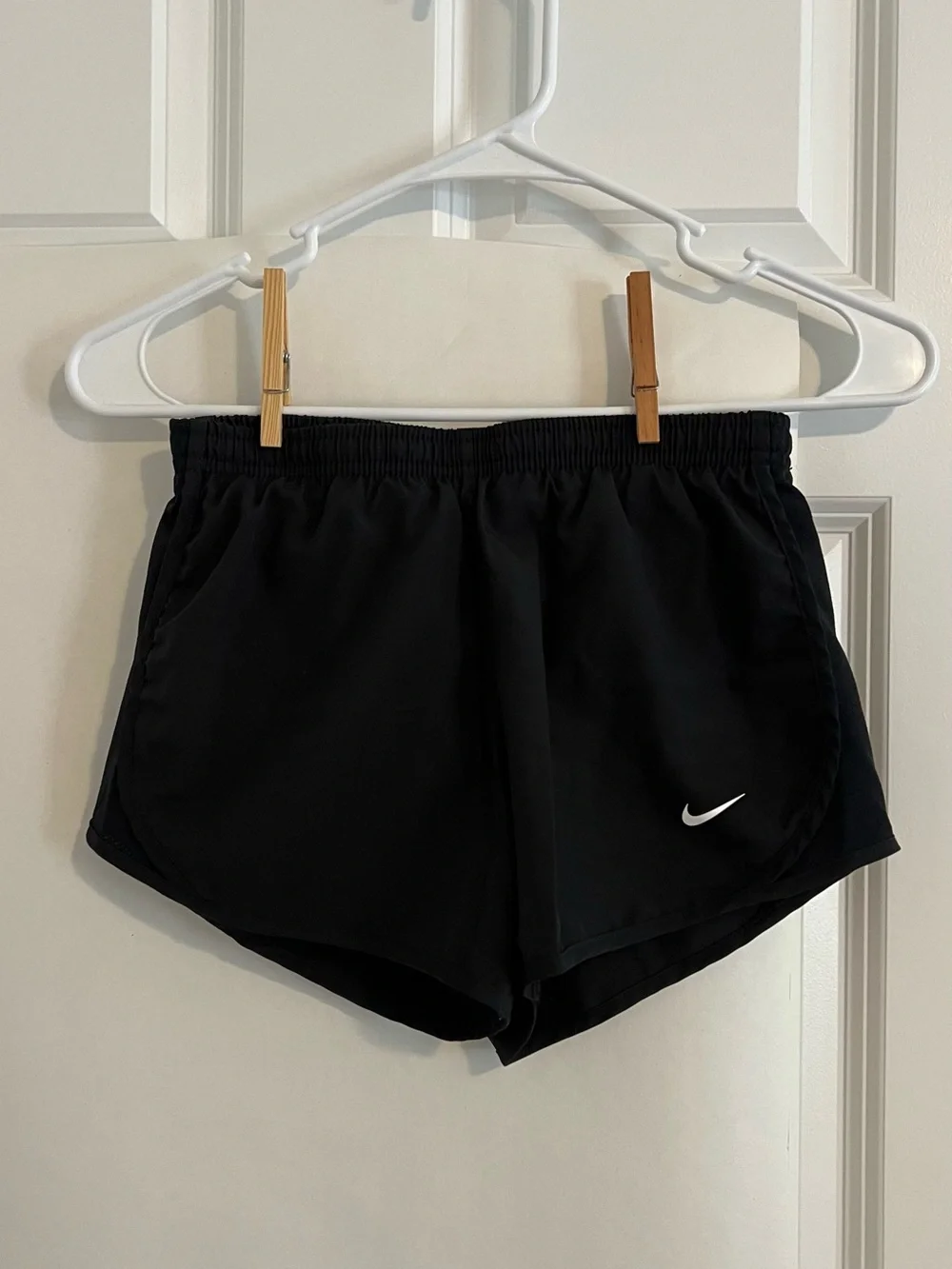 Nike Black Girls' Running Shorts with White Swoosh